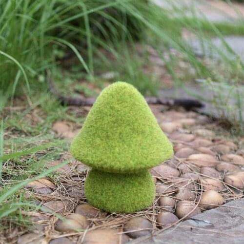 Outdoor Courtyard Simulation Green Flocking Mushroon Statues Artificial Moss Grass Resin Figurines Home Garden Ornament