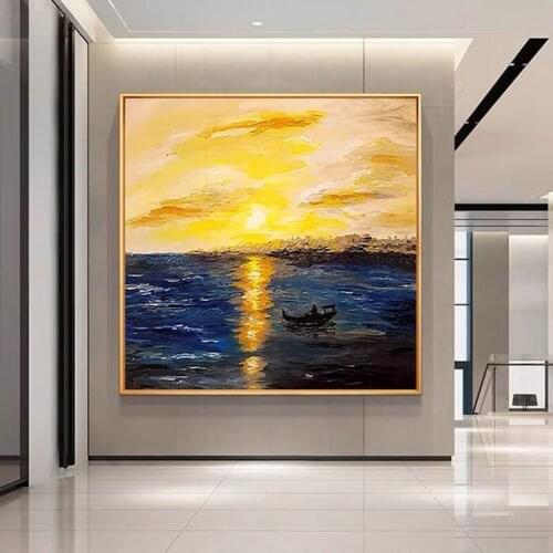 Oil Painting By Hand Painted Modern Seaview Abstract Canvas Painting Wall Art Pictures For Living Room Home Decor Gift Frameless