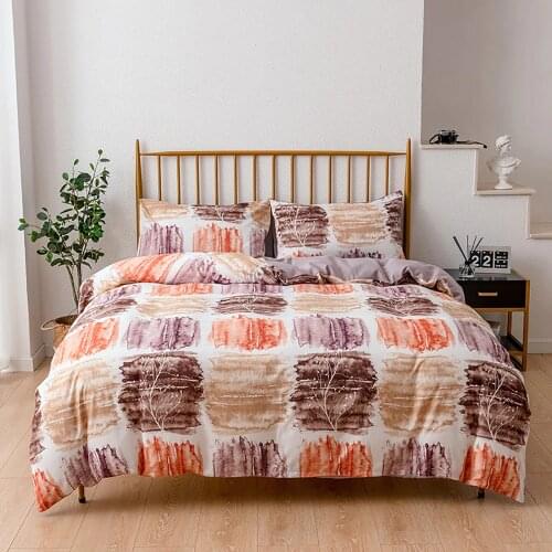 Lychee Ink Graffiti Printed Bedding Set Modern Polyester Duvet Cover Set 2-3pcs Home Textile Family Bed Sets