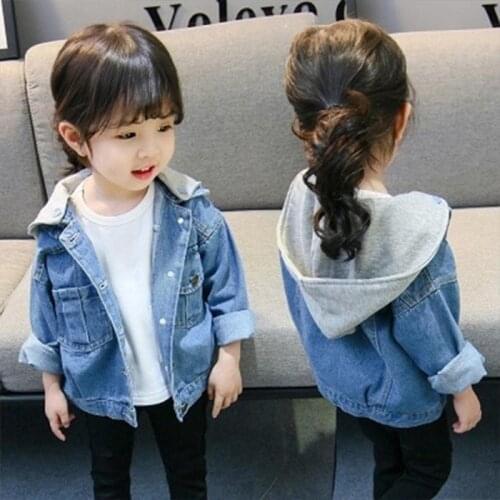 Girls Boy Casual Jackets Denim Kid Trendy Hooded Outerwear Windbreakers Baby Trend Fashion Wear Infant Spring Autumn Clothes