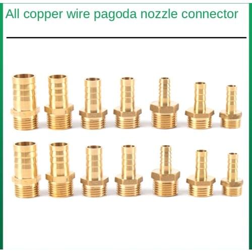 Brass Pipe Fitting 4mm 6mm 8mm 10mm 12mm 19mm Hose Barb Tail 1/2/3/4/6 Minutes Connector Joint Copper Coupler Adapter
