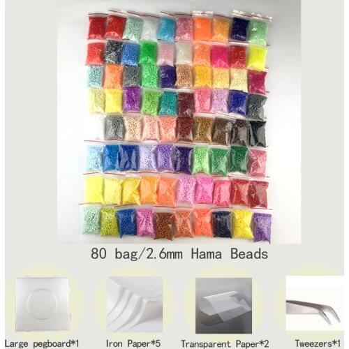 Mini 2.6 Hama Beads Perler PUPUKOU Beads and tool 2.6mm template Education Toy Fuse Bead Jigsaw Puzzle 3D For Children