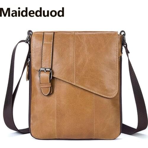 Maideduod Fashion vertical messenger bag with 100% genuine leather men shoulder bag for business men casual crossbody bags 8240