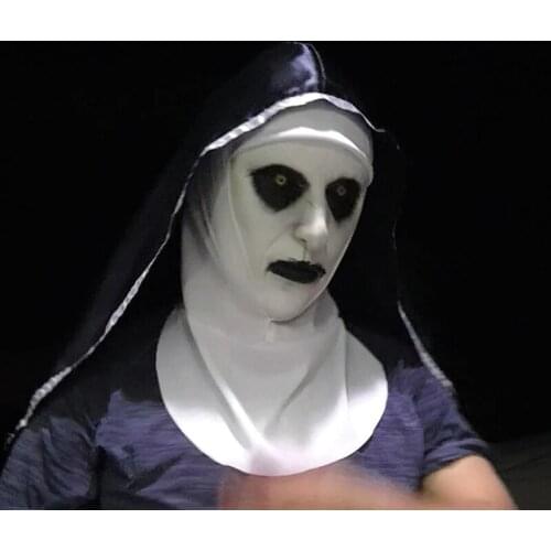 New The Nun Horror Mask Cosplay Valak Scary Latex Masks With Headscarf Full Face Helmet Halloween Party Props The Conjuring 2019