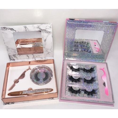 Wholesale Mink Lashes Fluffy 3D 5D 6D Eyelashes With Mirror Lash boxes Newest Cases Accept Customization