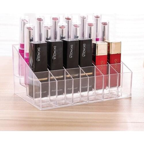 24 Grid Makeup Organizer Storage Box Acrylic Lipstick Nail Polish Display Stand Holder Clear Cosmetic Jewelry Organizer Boxes
