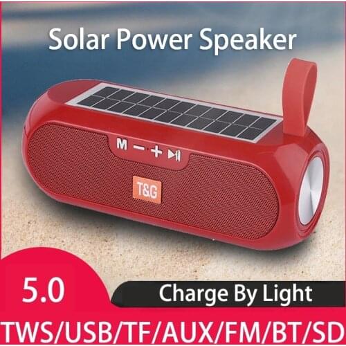 Portable Column WirelessBluetooth bass Speaker Stereo Music Box Solar Power Bank Boombox waterproof USB AUX FM radio super bass