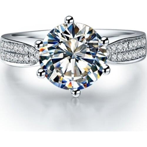 Stunning 3Ct Round Cut Diamond Ring Solid 18K 750 White Gold Marriage Ring Excellent Wedding Celebrate Jewelry for Her