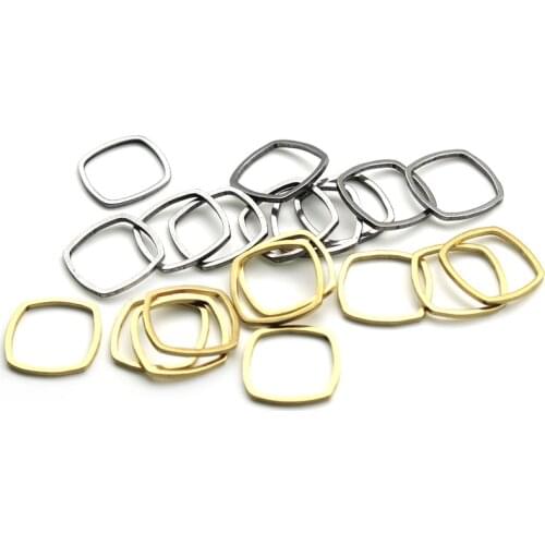 12 16 20 mm Quadrangle Charms Stainless Steel Gold Plated Earrings Findings DIY Jewelry Making Bracelet Connectors Accessories
