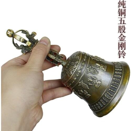 Pure copper five strands and nine strands diamond bell pestle demon bells the pestle of the secret sect Hand ringing Temple Budd