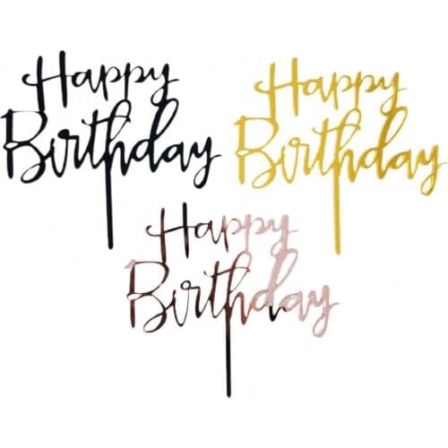 Rose Gold Happy Birthday Cake Topper Acrylic Letter Cake Topper for Boys Birthday Party Cup Cake Toppers Decoration Supplies