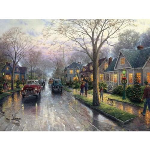 Hometown Christmas Thomas Kinkade HD Canvas Print Living Room Bedroom Wall Pictures Art Painting Home Decoration No Frame