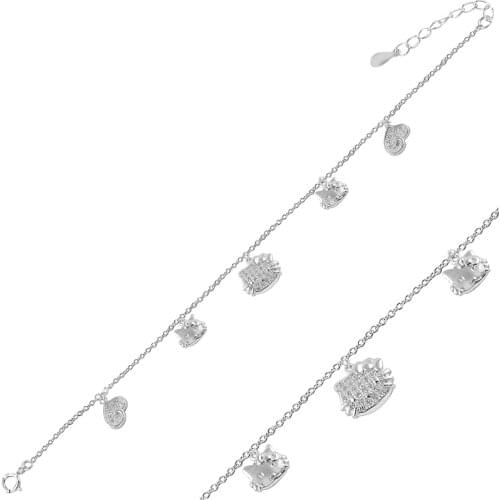 Silver 925 Sterling Cat Zircon Cubic Zirconia Bracelet