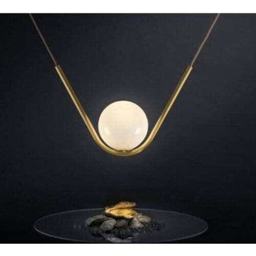Nordic Creative V Shape Gold Pendant Lights Led Glass Ball Hanging Lamp Home Fixture Kitchen Lighting Industrial Decor Luminaire
