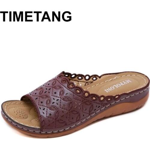 TIMETANGnew Womens Fashion Casual Hollow Out Wedge wear Slippers summer Shoes Non-slip lightweight casual Beach slippers women