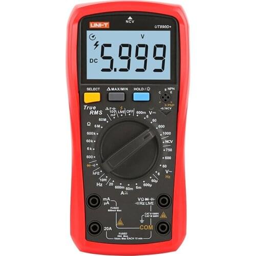 UNI-T UT890D+ Digital Multimeter True RMS Voltage Current AC DC NCV Ammeter Resistance Frequency Capacitance Temperature Tester