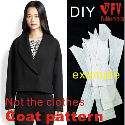 Pattern Making Womens Lapel Collar Drop Shoulder Overcoat Jacket Pattern Garment Sewing Drawing BFY-91