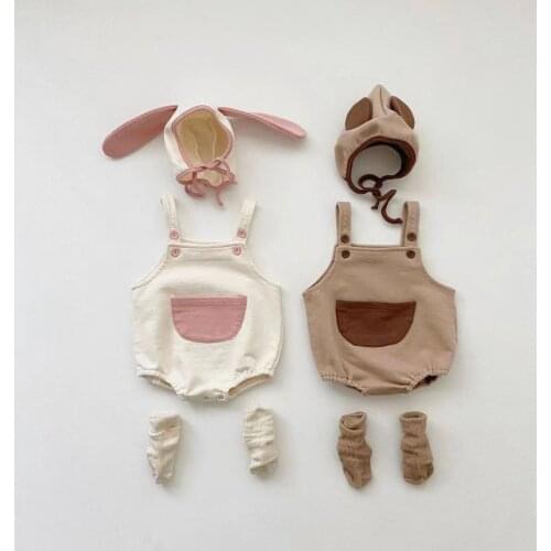 Spring and summer new sling BABY BODYSUIT Korean version pure color baby triangle Khaki sleeveless bag fart clothes send hat
