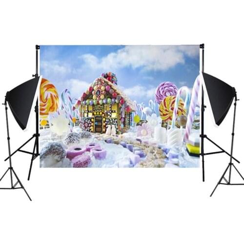 Vinyl Backdrops For Photography Candy House Fairytale Candy Dessert Lollipops Baby Photo Background Photocall Photo Studio