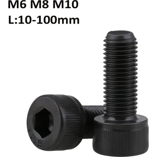 M6 M8 M10 Fine Thread Hex Hexagon Socket Head Cap Screws/Bolts 12.9 Grade Carbon Steel Allen Bolts Pitch 0.75/1.0/1.25mm Black