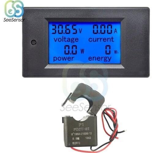 AC 80-260V Voltmeter Ammeter Energy Meter LED Digital AC Wattmeter Electric Meter Split CT 0-100A