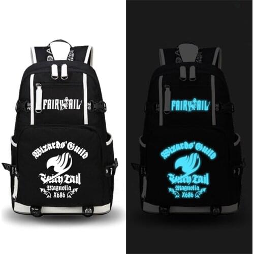 High Quality Hot Anime FAIRY TAIL Natsu Luminous Printing Military Backpack School Backpacks for Teenage Girls Canvas Bags