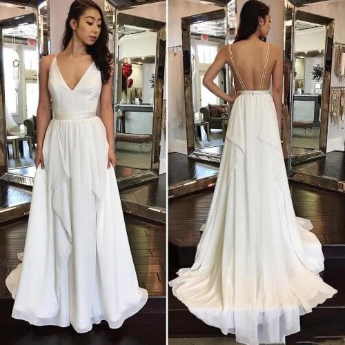 Beach Wedding Dresses Sexy v-neck Chiffon A Line Vintage Boho wedding gown Bridal Gowns Vestidos De Novia Robe De Mariage