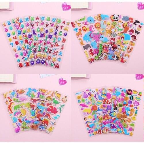 1pc Random Style 3D Stickers For Kids Cartoon Animals Cars Bubble Wall Sticker Room Home Decor Toddlers Education Classic Toy