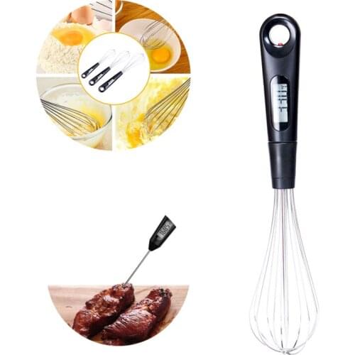 1pc Milk Drink Coffee Hand Whisk Mixer With Thermometers Egg Beater Frother Foamer Mini Handle Stirrer Practical Kitchen Tools