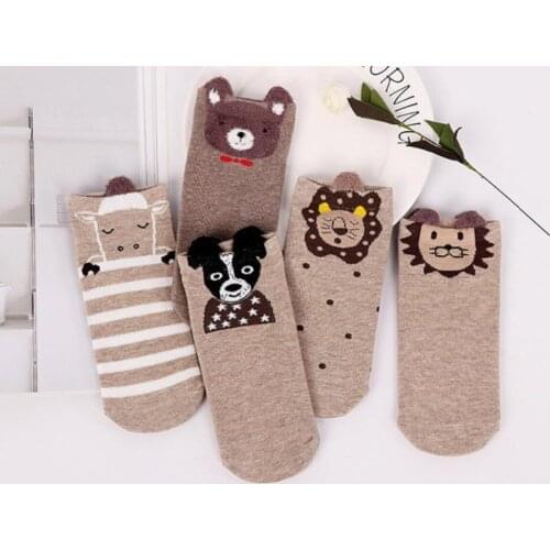 120pairs/lot women new fashion cotton 3D cartoon lion/sheep/bear sock