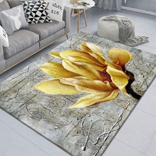 3D Golden Flower Nordic Home Carpets for Living Room Bedroom Decoration Floor Rug Kids Room play Area Rugs Anti-Slip Hallway Mat