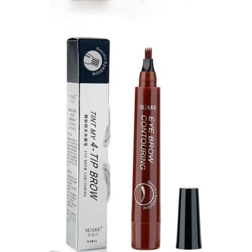 3D Microblading 4 Fork Tips Liquid Eyebrow Pencil Tattoo Pen Long-wearing 5 Colors Waterproof Lasting Brow Tint Makeup