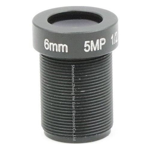 6mm Lens 5.0 MegaPixel 53 Degree MTV M12 x 0.5 Mount Infrared Night Vision Lens For CCTV Security Camera