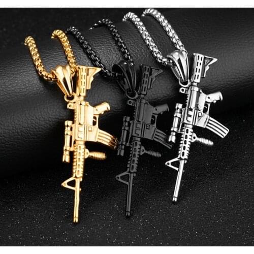 6Pcs Alloy Submachine Gun Pendant Necklace Childrens Military Fan Accessories 3Color C-20