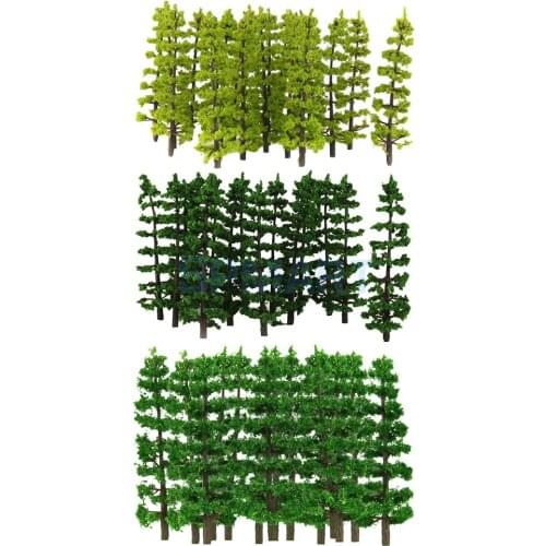 60Pcs DIY Mini Fir Trees Model Green 9cm for HO Scale RR Raiway Scenery Building Toys
