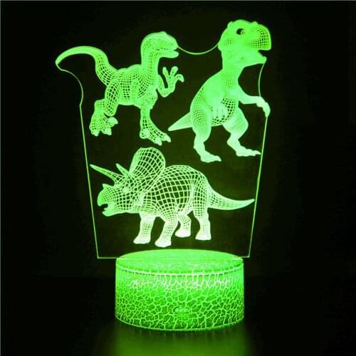 Acrylic Anime Night Light 3D Stereo for Dinosaur Head LOGO Icon Desktop Bedroom Home Room Child Decoration Christmas USB Gift
