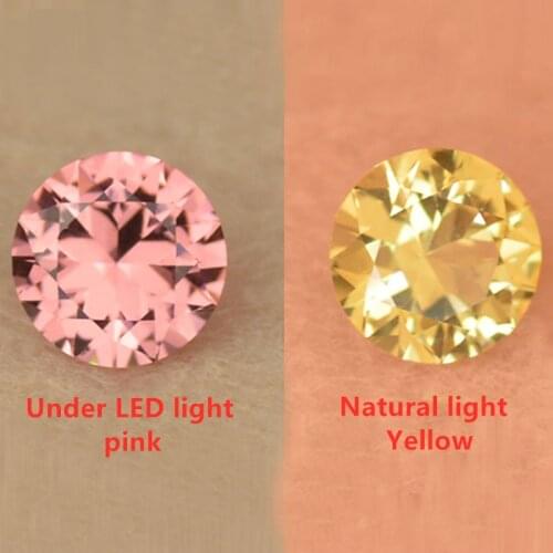 Lab Created Alexandrite 3-10mm Round Shape Brilliant Cut Yellow Pink Color Changing Morganite Nano Sital Gems Stone For Jewelry
