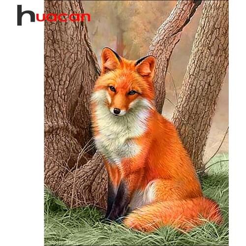 Huacan 5D Diamond Mosaic Painting Fox Full Square/Round Drill Diamond Embroidery Animal Needlework Decor For Home Kits