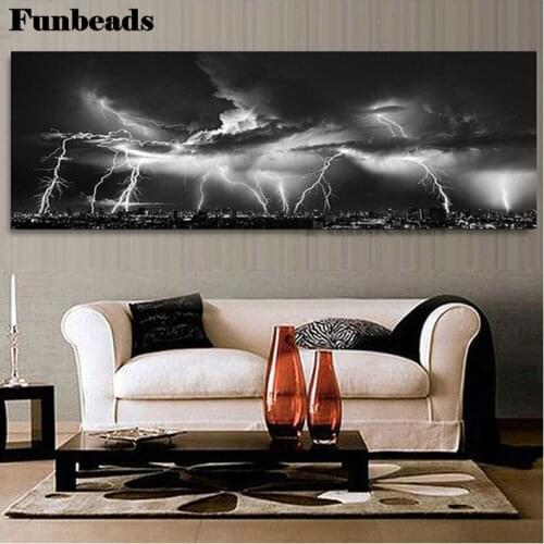 Large 5D Diy Diamond Painting Black Clouds and Lightning Thunder Diamond Embroidery Full Square Round Wedding Decoration FF4250