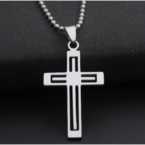 Christian Jesus Titanium Steel Cross Pendant Necklace for Men Women Minimalist Jewelry Prayer Necklaces Choker Silver Color Gift
