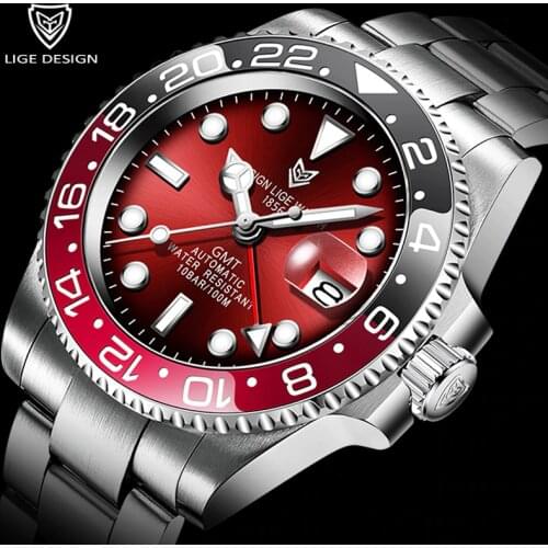 Reloj Hombre LIGE 2020 New Sports Men Mechanical Wristwatch Stainless Steel 100ATM Waterproof Watch Top Luxury Brand Men Watches