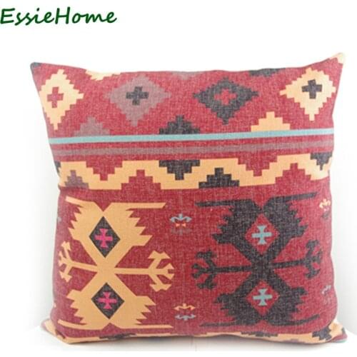 ESSIE HOME Digital Print Brick Red Turkish Kilim Pattern Antique Anatolia Pattern Pillow Case Cushion Cover Throw
