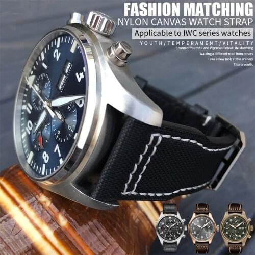 20mm 21mm 22mm Black Nylon Watch Strap Canvas Fabric Watchband Suitable for IWC PILOT PORTUGIESER Mark Series Watch