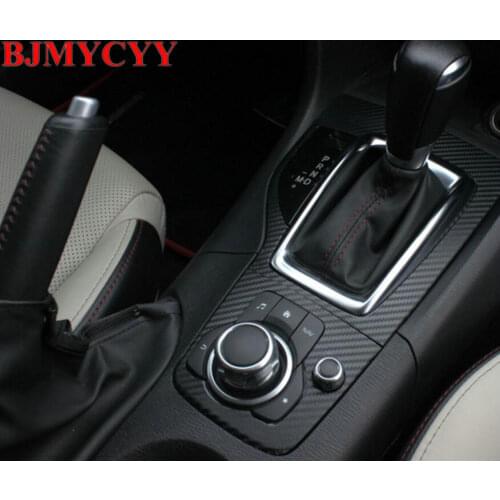 BJMYCYY black For Axela New Mazda 3 (2015-2016) AT/MT Stall panel Sticker Carbon fiber Sticker Modified decorative sticker