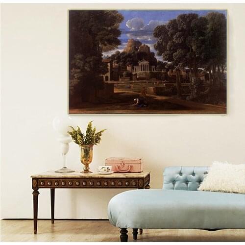 Citon Nicolas Poussin《Landscape with the Ashes of Phocion》Canvas Oil painting Artwork Poster Picture Wall decor Home Decoration