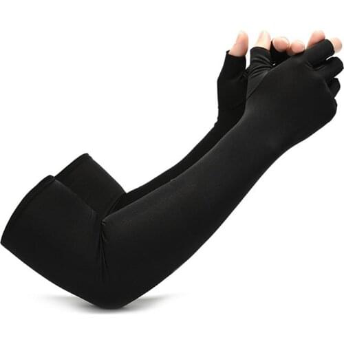 Long Gloves Sun UV Protection Hand Protector Cover Arm Sleeves Ice Silk Sunscreen Sleeves Outdoor Arm Warmer Half Finger Sleeves