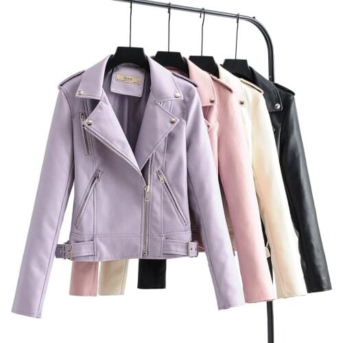 European and American womens street style fashion retro heavy industry motorcycle PU leather jacket lapel jacket casual short t