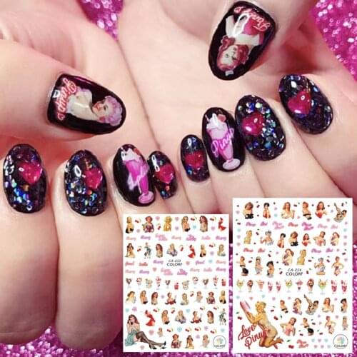 CA-253-254-150-306 Retro beauty 3d nail art stickers decal template diy nail tool decorations