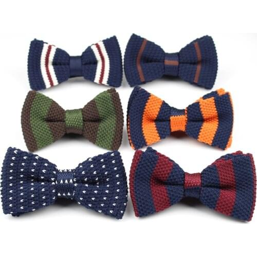Men Neck Ties Tuxedo Knitted Bowtie Bow Tie Thick Double Deck Pre Tied Adjustable Knitting Casual Ties