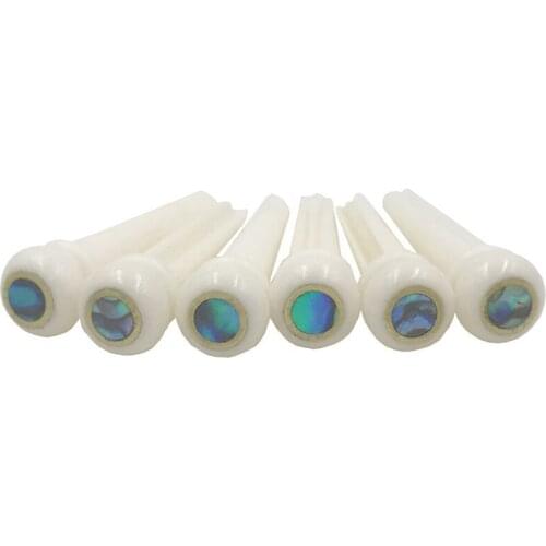 Guitar Bone Bridge Pins with 5.m Position Abanlone Dot for Acoustic Guitar Parts Replacement